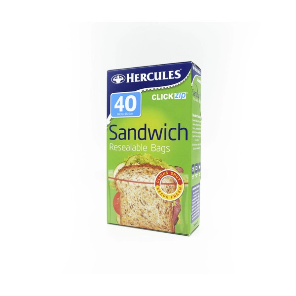 Hercules Clickzip Sandwich Bags 18cm x 16.5cm 40 pack