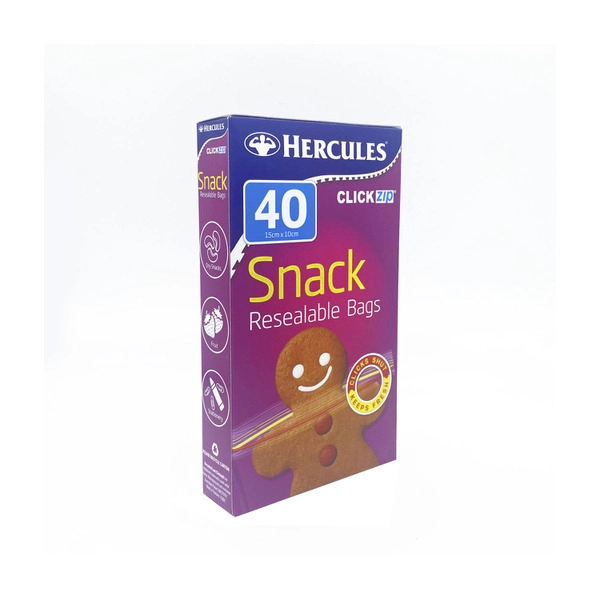 Hercules Clickzip Snack Bags Small 15cm x 10cm 40 pack