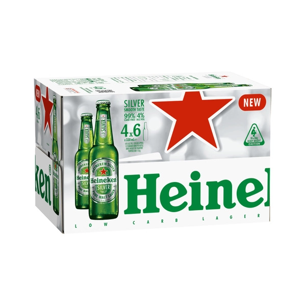 Heineken Silver Bottle 330mL 24 Pack