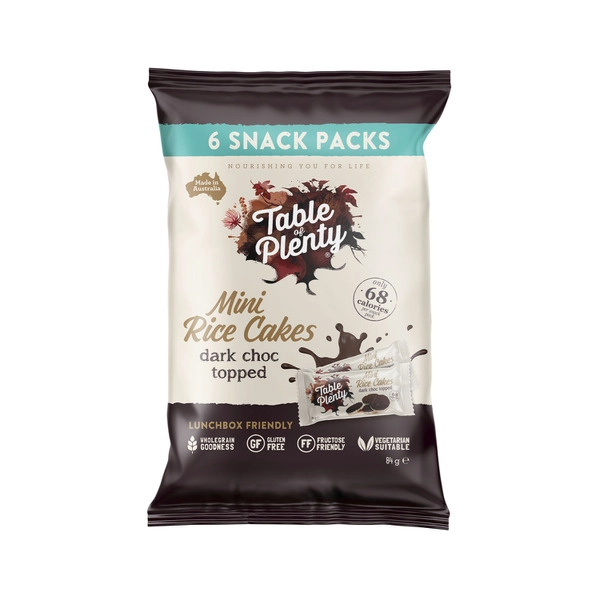 Table Of Plenty Snack Pack Topped Sweet Mini Rice Cakes:Dark Choc 84g