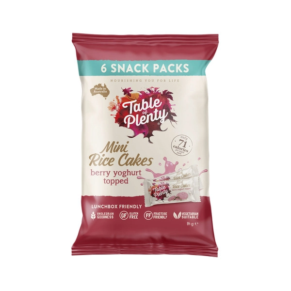 Table Of Plenty Snack Pack Topped Sweet Mini Rice Cakes Yoghurt Mixed Berry 84g