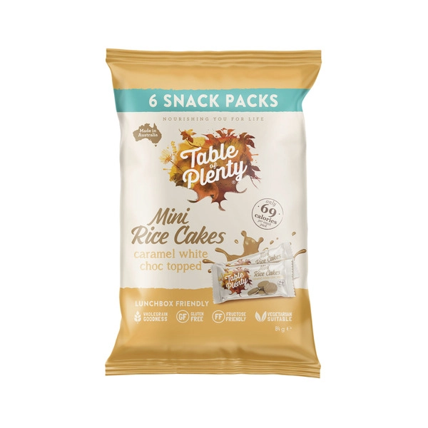 Table Of Plenty Snack Pack Topped Sweet Mini Rice Cakes Caramel 84g