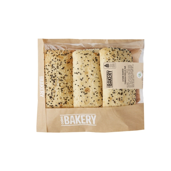 Coles Stone Baked By Laurent Turkish Rolls 3 pack