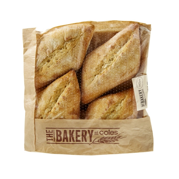 Coles Bakery Stone Baked Rustic Rolls 4 pack