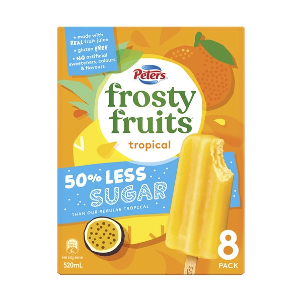 Peters  Frosty Fruits Tropical 50% Less Sugar 8 Pack 520mL