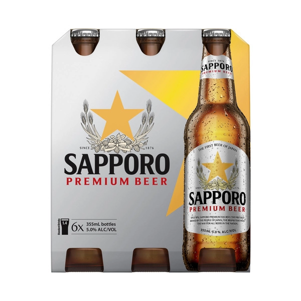 Sapporo Bottles 355mL 6 Pack