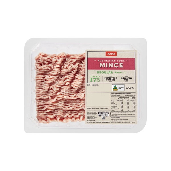 Coles Regular Pork Mince 500g