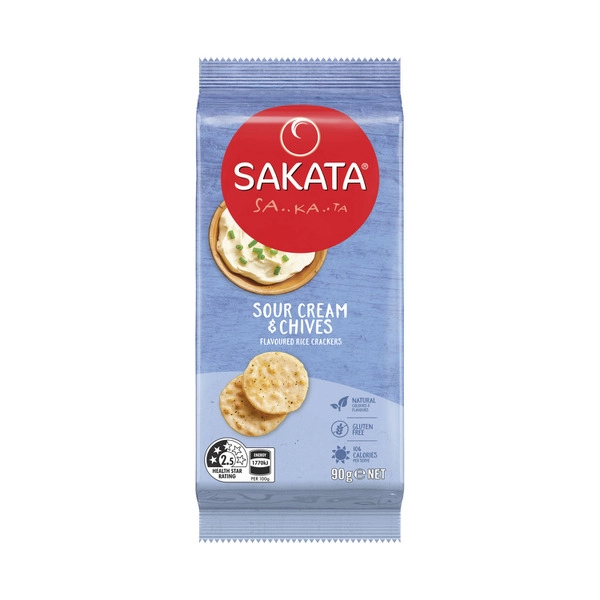 Sakata Vertical. SAKATA RICE CRACKERS:SOUR CREAM CHIVES:.:90 GRAM 