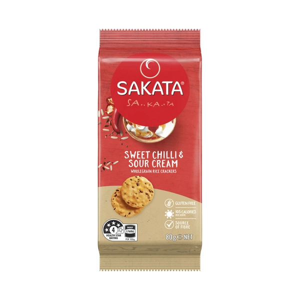 Sakata Vertic Wholegrain. SAKATA RICE CRACKERS:WHOLEGRAIN SWEET CHILLI:.:80 GRAM 