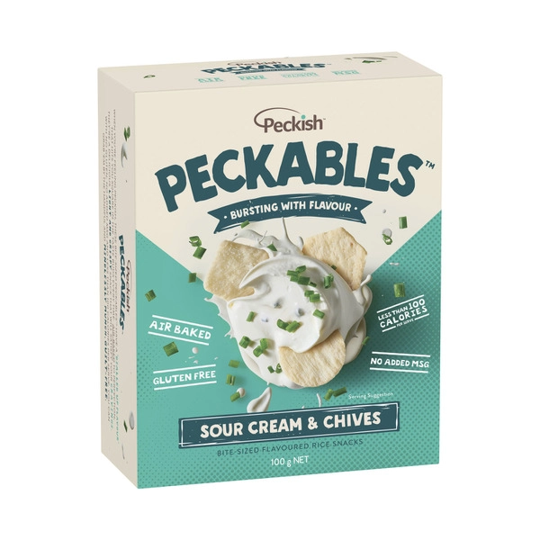 Peckish Peckables Rice Snacks Sour Cream Chives 100g