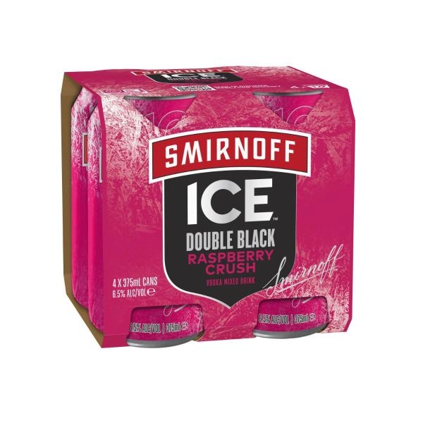 Smirnoff Ice Double Black Raspberry Crush Can 375mL 4 Pack