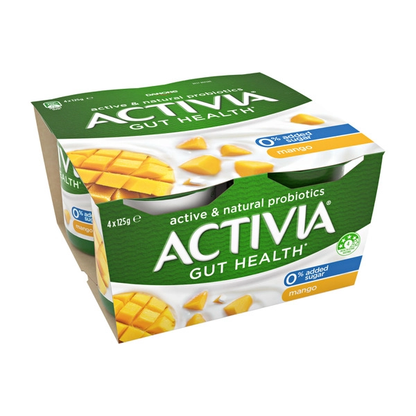 Danone Activia Probiotics No Added Sugar Yoghurt Mango 4X125G 500g