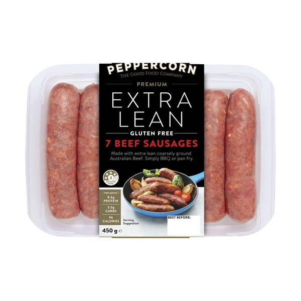 Peppercorn Extra Lean Beef Sausages 450g