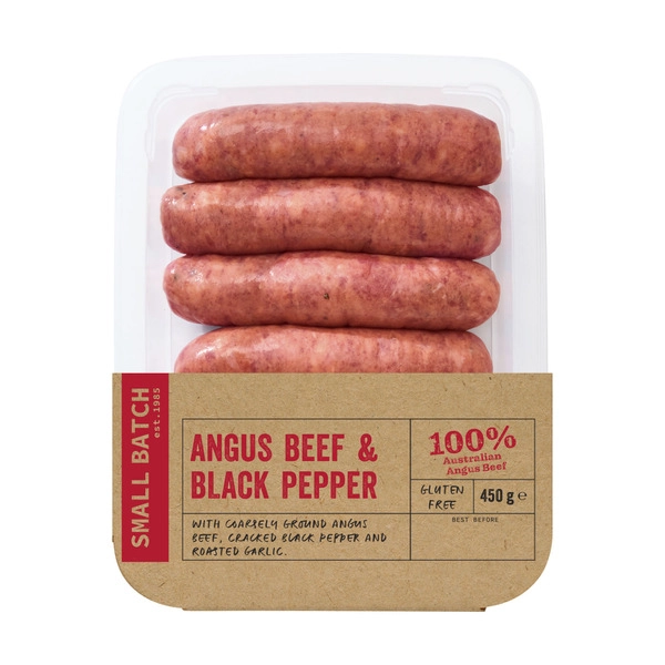 Small Batch Angus Beef Sausage With Sea Salt And Cracked Black Pepper 450g