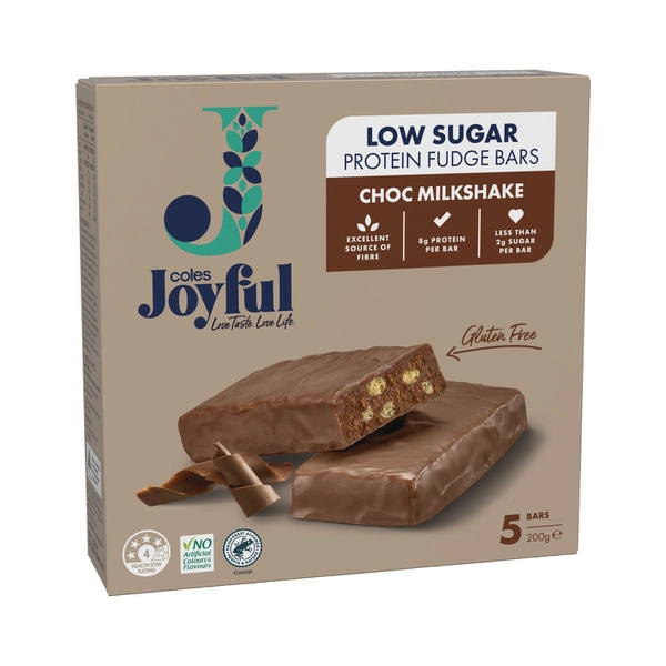 Coles Joyful Chocolate Milkshake Protein Fudge Bars 200g