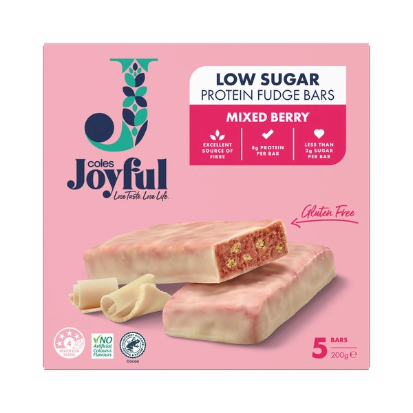 Coles Joyful Mixed Berry Protein Fudge Bars 200g