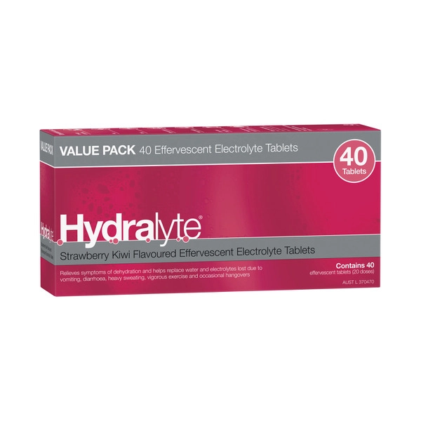 Hydralyte Effervescent Strawberry Kiwi 40 pack