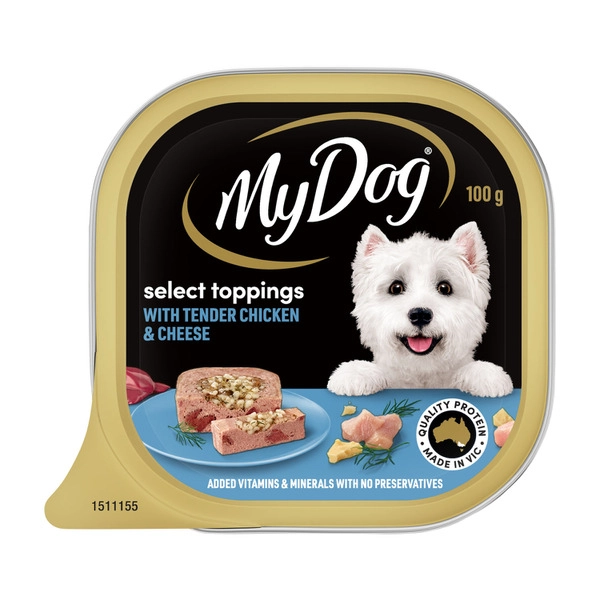 My Dog Adult Wet Dog Food Select Toppings with Tender Chicken & Cheese Tray 100g