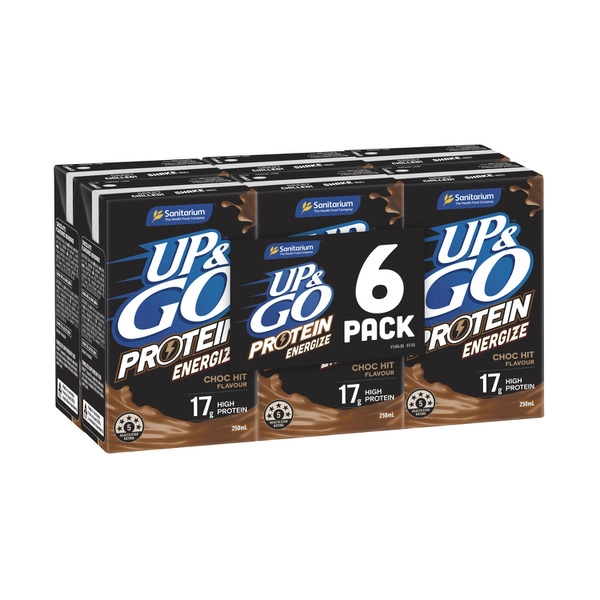 Sanitarium Up&Go Energize Choc 6X250mL 1.5L