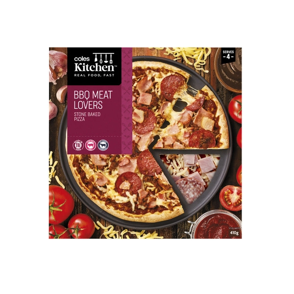 Coles Kitchen BBQ Meat Lovers Pizza 410g