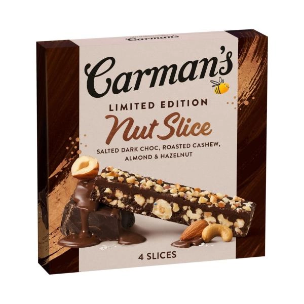 Carmans Nut Bar Slice Salted Dark Choc & Hazel 140GRAM