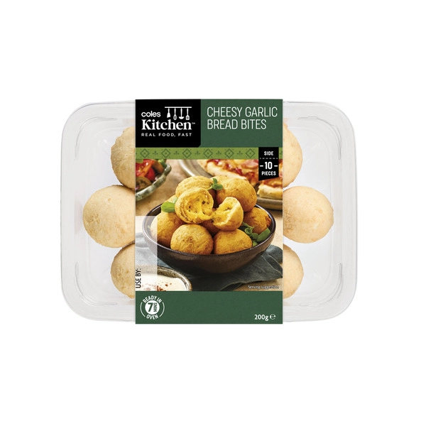 Coles Kitchen Pizza Side Cheesy Garlic Bread Bites 200g