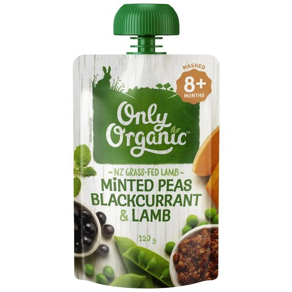 Only Organic Minted Peas Blackcurrant & Lamb Baby Food Pouch 8+ Months 120g