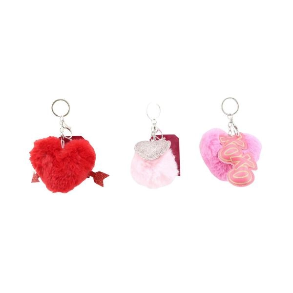 Fluffy Heart Keyrings 1EACH