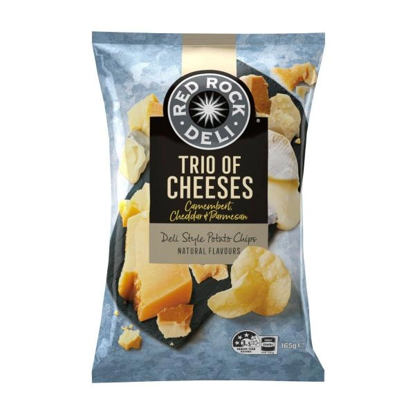 Red Rock Deli Potato Chips Trio Of Cheese 165g