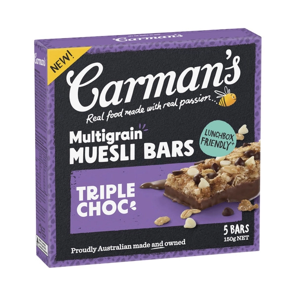 Carman's Multigrain Muesli Bars Triple Chocolate 5 Pack 150g