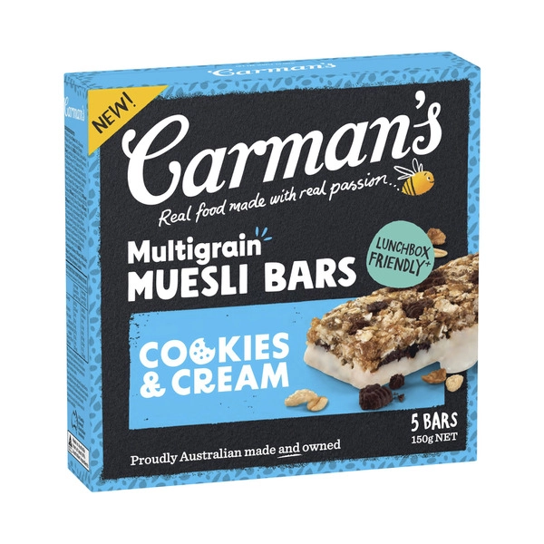 Carman's Multigrain Muesli Bars Cookies & Cream 5 Pack 150g