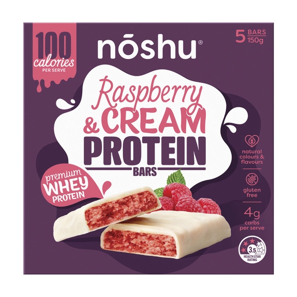 Noshu Raspberry & Cream Protein Bars 150g