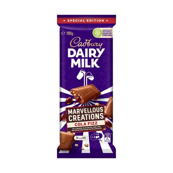 Cadbury Dairy Milk Marvellous Creations Cola Fizz Block Chocolate 190g