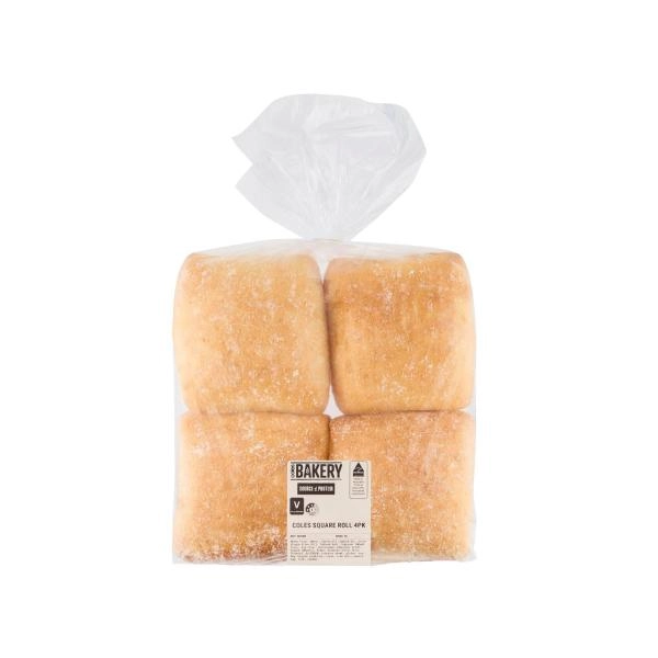 Coles Square Rolls 4 Pack