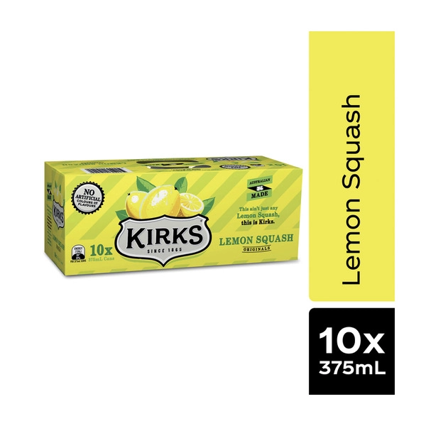 Kirks Soft Drink 10x375ml KIRKS SOFT DRINK LEMON SQUASH:10PACK 