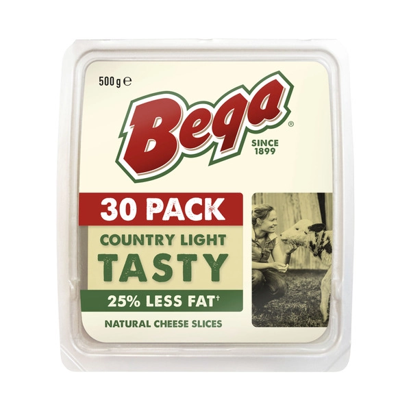 Bega Natural 25% Red Fat Tasty Slices 30 pack 500g