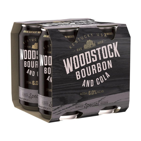 Woodstock Bourbon & Cola 6% 375mL 4 Pack