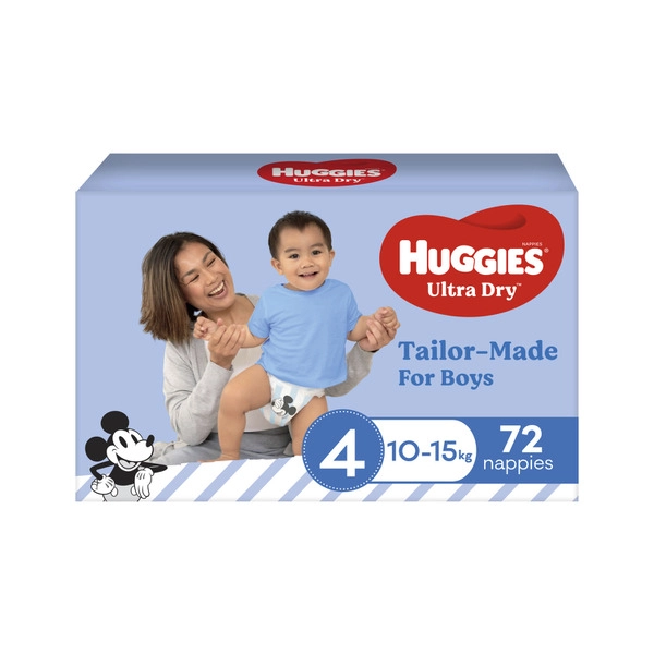 Huggies Ultra Dry Nappies Boys Size 4 (10-15kg) 72 pack