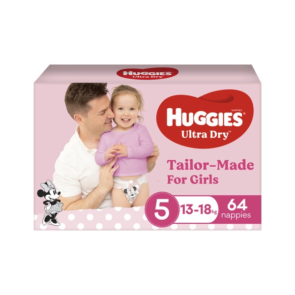 Huggies Ultra Dry Nappies Girls Size 5 (13-18kg) 64 pack