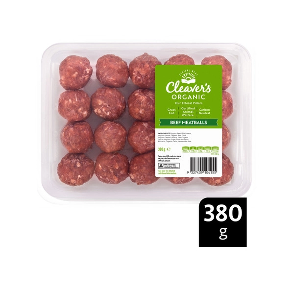 Cleaver's Organic Grass-Fed Beef Meatballs 380g