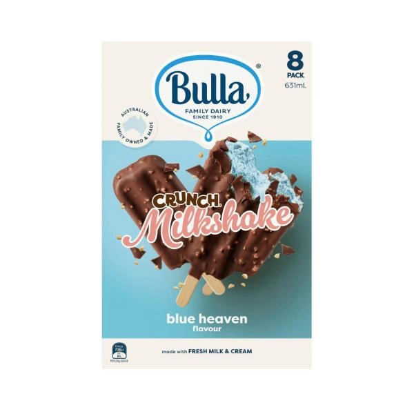 Bulla Crunch Milkshake Flavour Blue Heaven 8 Pack