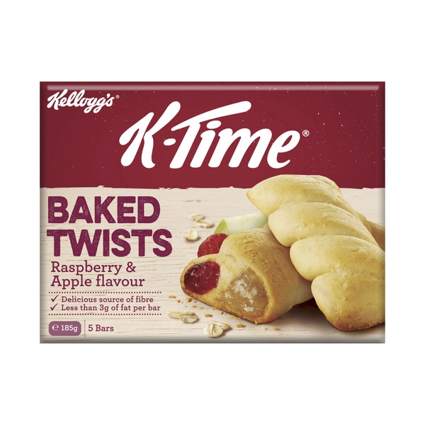 Kellogg's K-Time Baked Twists Raspberry & Apple Flavour Filled Snack Bars 5 pack 185g