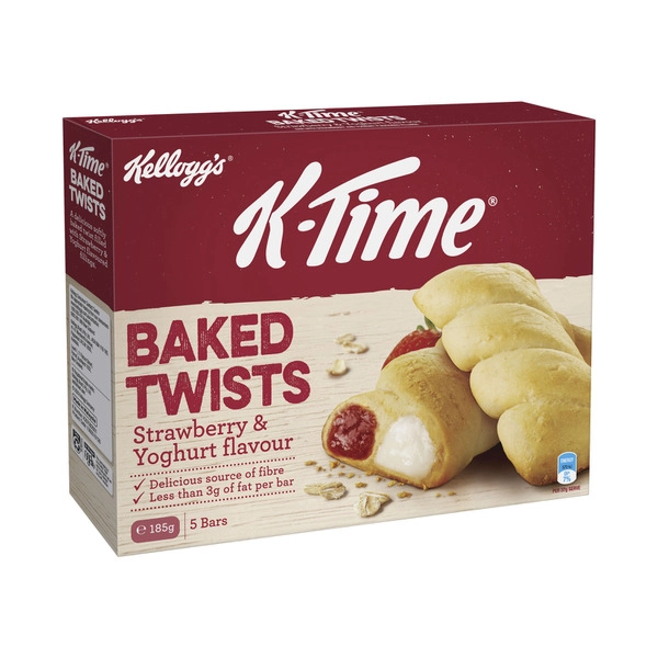 Kellogg's K-Time Baked Twists Strawberry & Yoghurt Flavour Filled Snack Bars 5 pack 185g