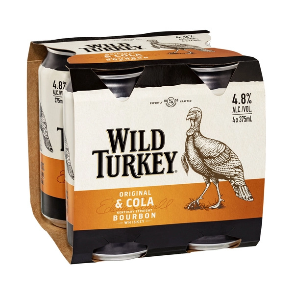 Wild Turkey & Cola Can 375mL 4 Pack