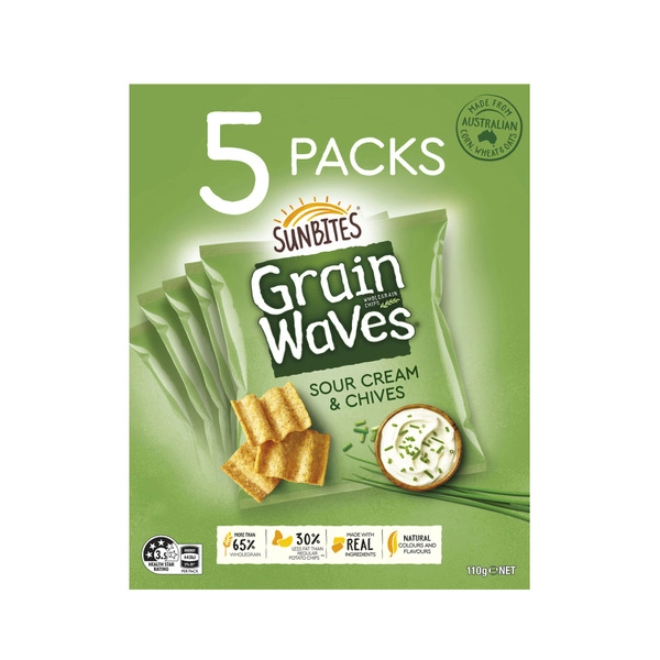 Sunbites Grain Waves 5pk GRAIN WAVES MULTIPACKS 5PK:SOUR CREAM CHIVES:.:110 GRAM 