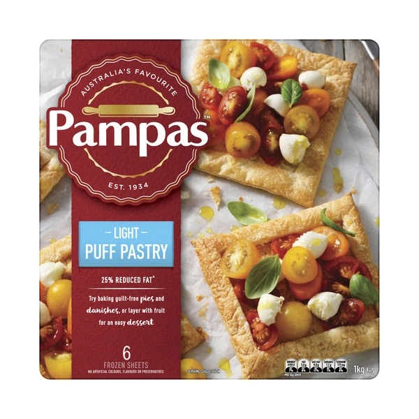 Pampas Frozen Puff Pastry Sheets Extra Light 6 pack 1kg