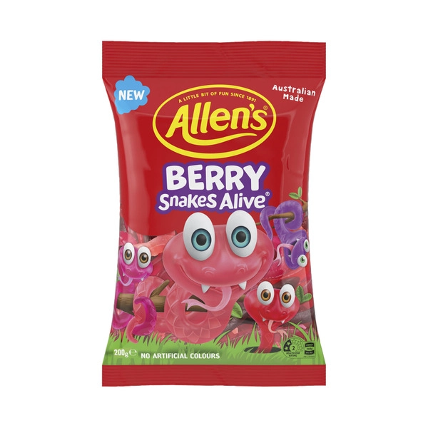 Allen's ALLEN'S LOLLIES SNAKES ALIVE LOLLY BAG 200G 