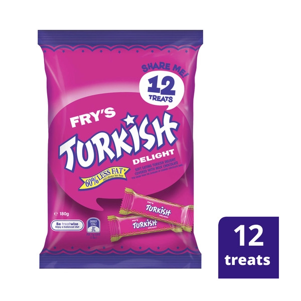 Cadbury Sharepack CADBURY FRY'S TURKISH DELIGHT CHOCOLATE SHAREPACK 12 PACK 180G 