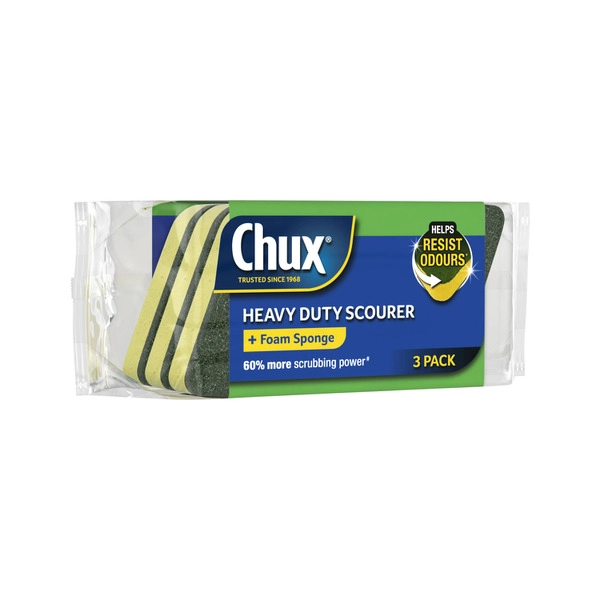 Chux Heavy Duty CHUX HEAVY DUTY SCOURER FOAM SPONGE 3PK 