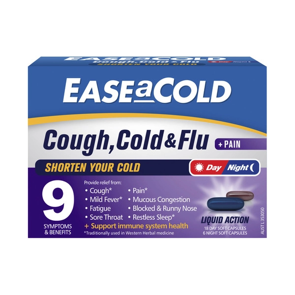 Ease A Cold Cough Cold & Flu Day & Night Capsules 24 pack